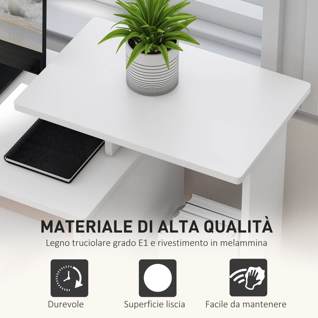 Scrivania Moderna con Cassetto e Ripiani ¨C Minimal ¨C Bianco e Nero 100x40x86.6cm
