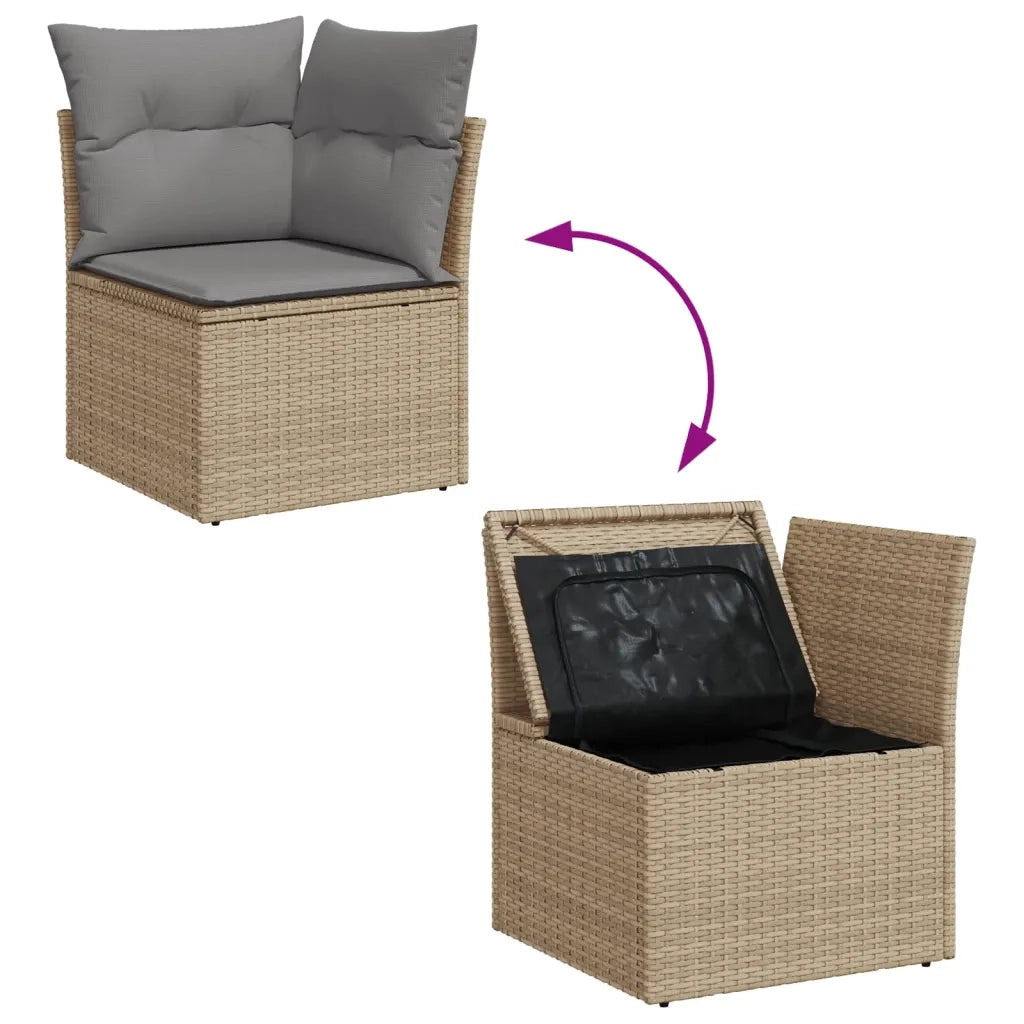 Set Divano da Giardino 11 pz con Cuscini Beige Misto Polyrattan 3256129