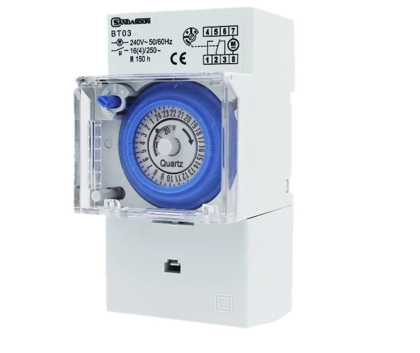 Orologio Timer Giornaliero Temporizzatore Caldaia Termosifoni Luci Esterne Analogico 3M Attacco Din da QUadro