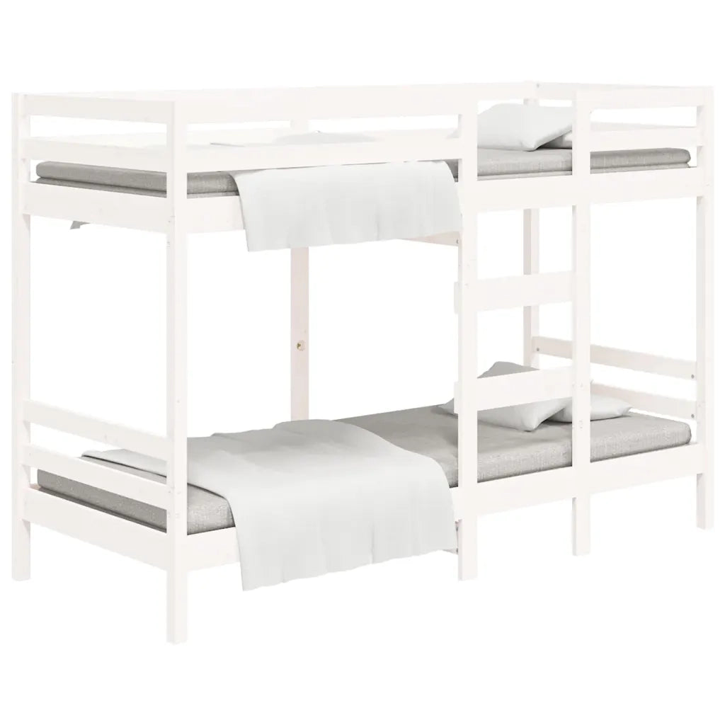 Letto a Castello Bianco 90x200 cm in Legno Massello di Pino