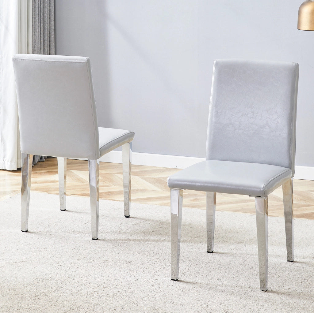 Set di 2 sedie da pranzo grigio chiaro e argento