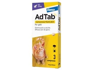 ADTAB COMPRESSE MASTICABILI PER GATTI KG.0,52  3 compresse da mg.12 di lotilaner    ADTAB