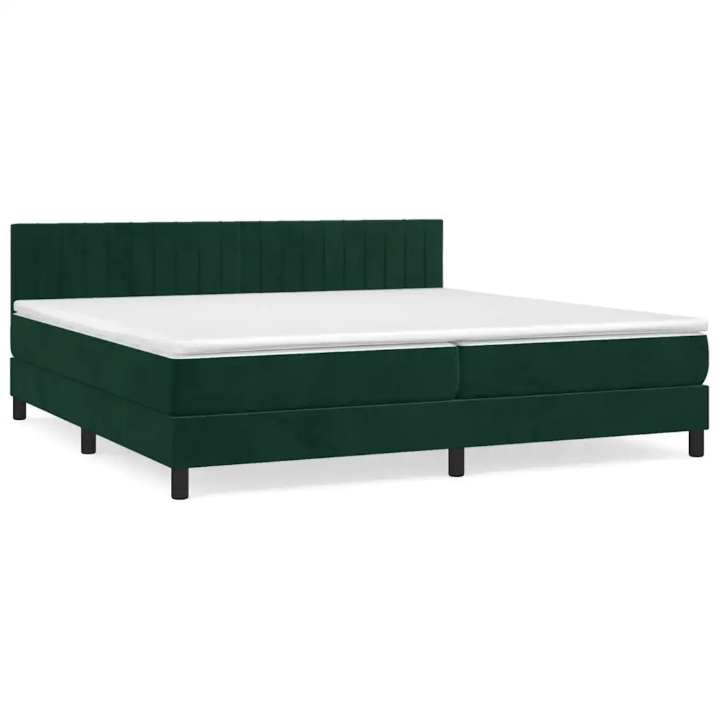 Giroletto a Molle con Materasso Verde Scuro 200x200 cm Velluto 3141446