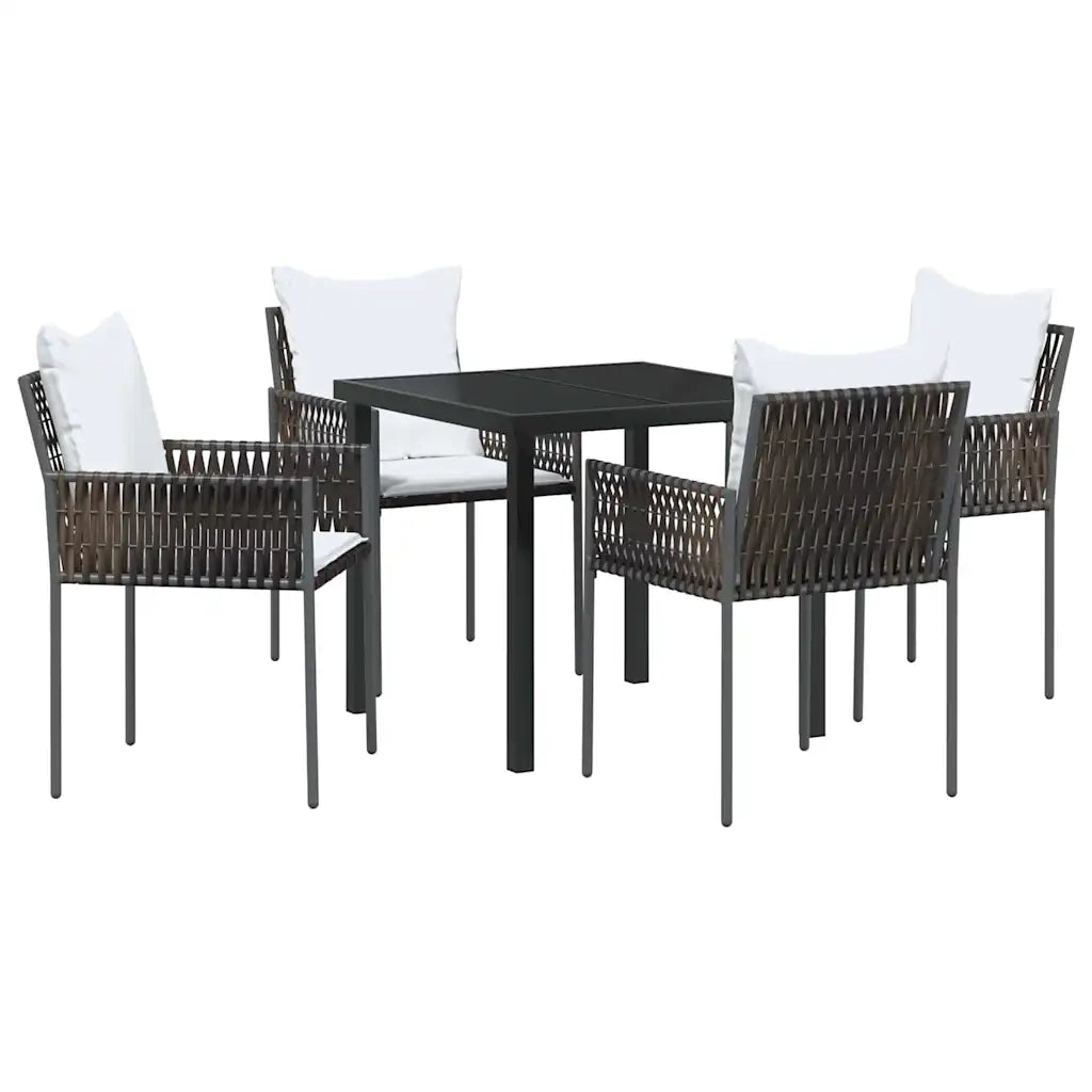 Set da Pranzo per Giardino 5 pcs Marrone e Nero Rattan in PE 3379094