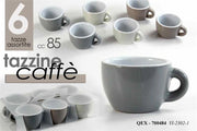SET 6 TAZZINE DA CAFFE 85CC SENZA PIATTINO ASSORTITO
