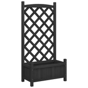 Fioriera rialzata per piante e fiori giardino terrazzato con traliccio legno massello di abete nero 02_0038334
