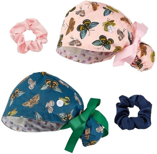 Cappello medico con 2 elastici per capelli