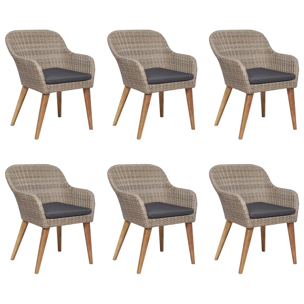 Set da Pranzo da Giardino 7 pz in Polyrattan Marrone