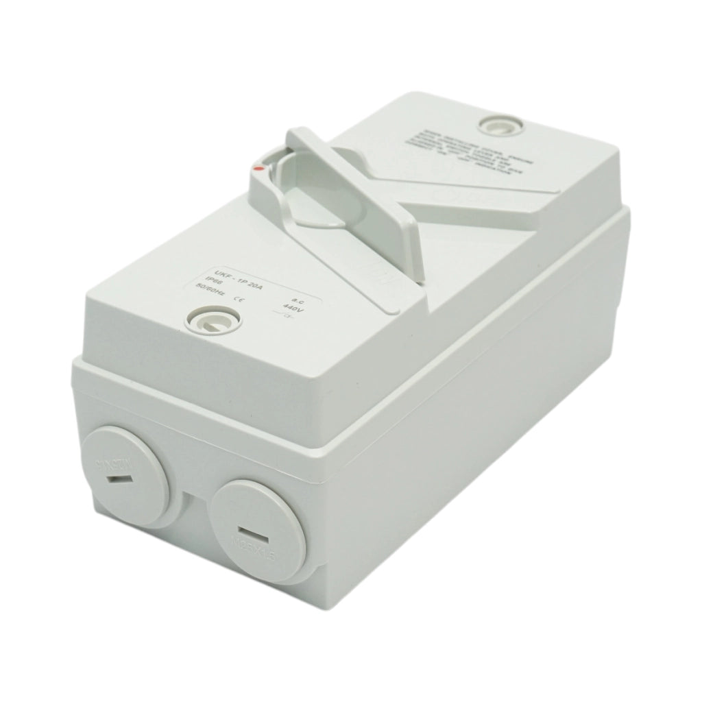 Interruttore sezionatore ON/OFF 1P, 440 V CA, 20 A con protezione IP66