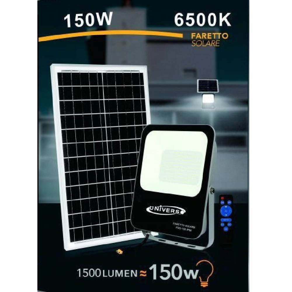 Trade Shop - Faretto Faro Led Solare 150 Watt Con Telecomando Ip65 Luce Fredda 6500k Fso-150w -
