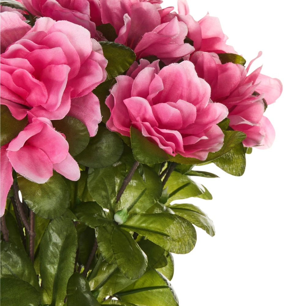 Pianta artificiale di rododendro in vaso Fiori rosa Materiale sintetico 36 cm Accessorio decorativo per interni