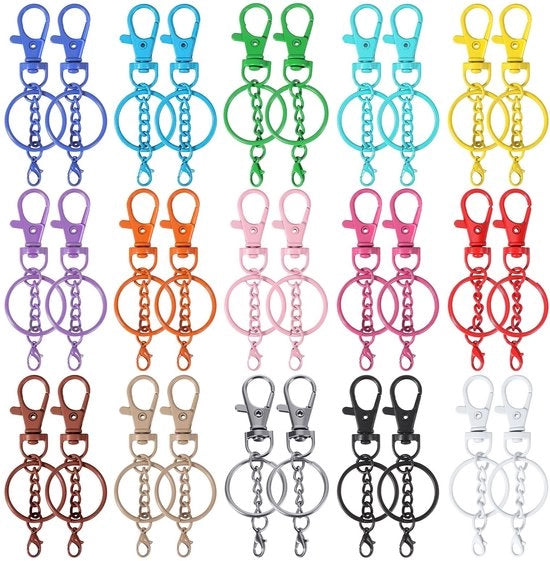 Set di 30 Ganci da Chiave - Ganci a Pistola - Viti a Chiusura Rapida - Ferro da Lavoro - Accessori per Fai da Te - 15 Colori - Gancio a Pistola