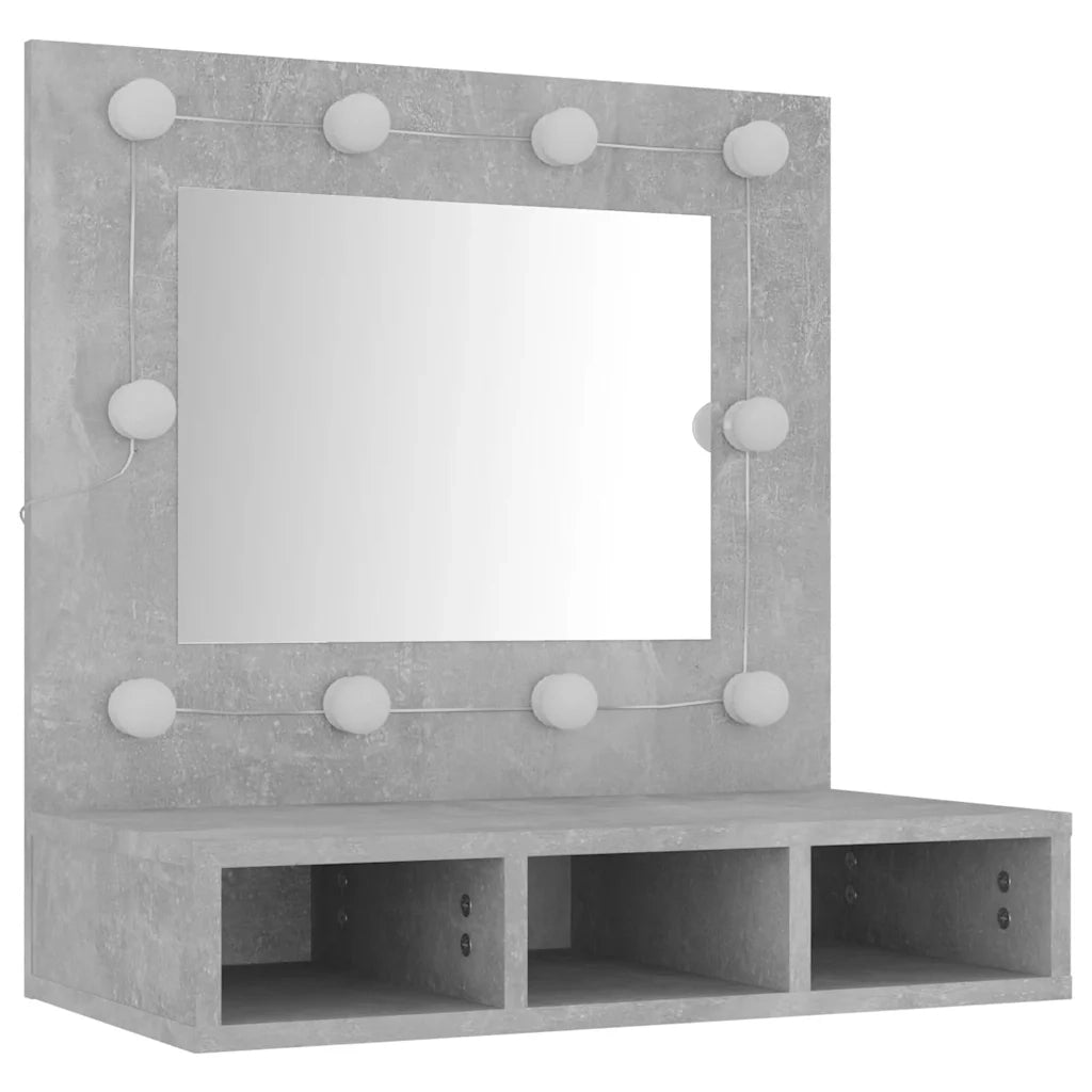 Mobile a Specchio con LED Grigio Cemento 60x31,5x62 cm 808886