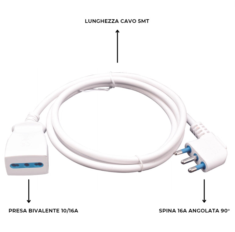 Prolunga elettrica ecova 32090 5 metri bianca