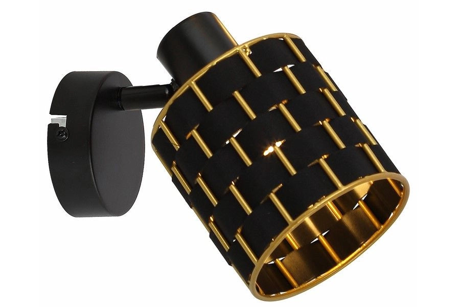 Applique da parete moderna nera-oro Thiago 1xE14 40W Reality