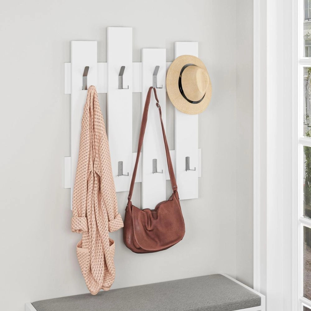 Appendiabiti a muro Wave 8 ganci colore bianco