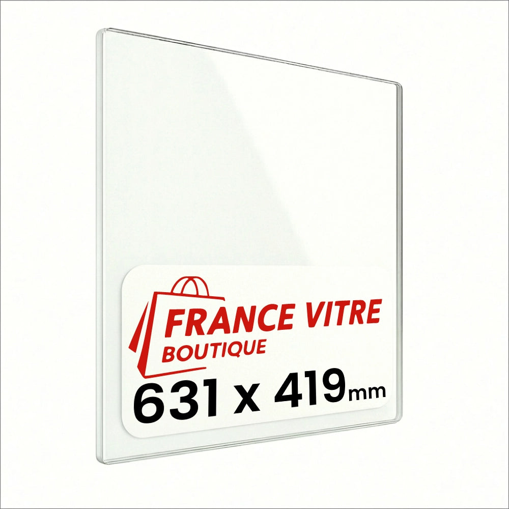 631 x 419 x 4 mm - Vetro per stufa a legna - vetro camino di ricambio - vetro per caminetto resistente al fuoco - France Vitre