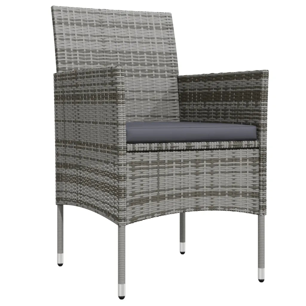 Set da Pranzo da Giardino 3 pz con Cuscini Grigio e Nero 3099287
