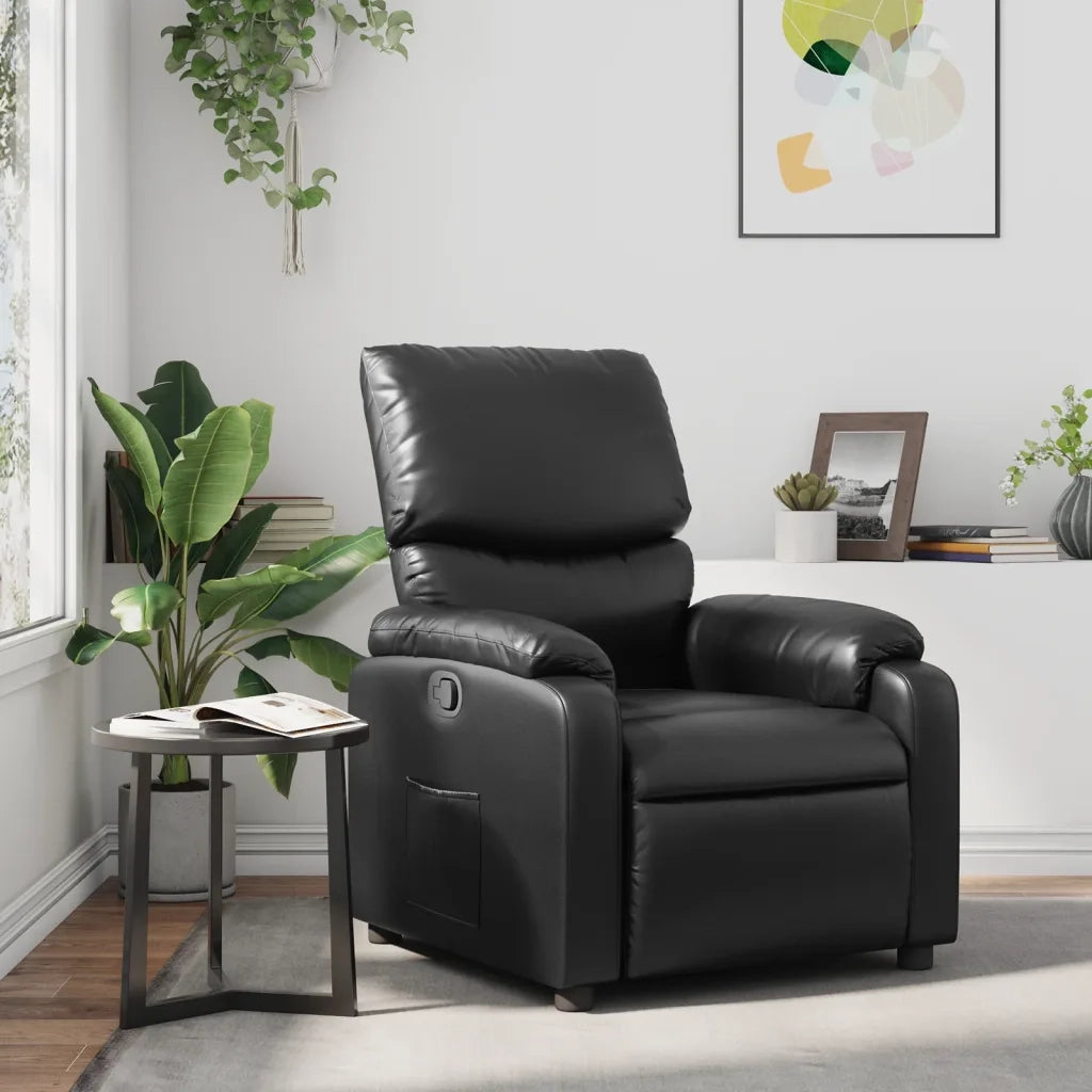 Poltrona Reclinabile Nera in Similpelle 373434