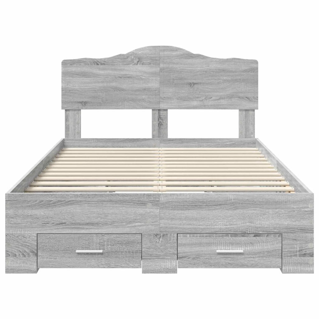Letto matrimoniale | Letto per adulti | Struttura del letto con testiera Grigio Sonoma 120 x 200 cm