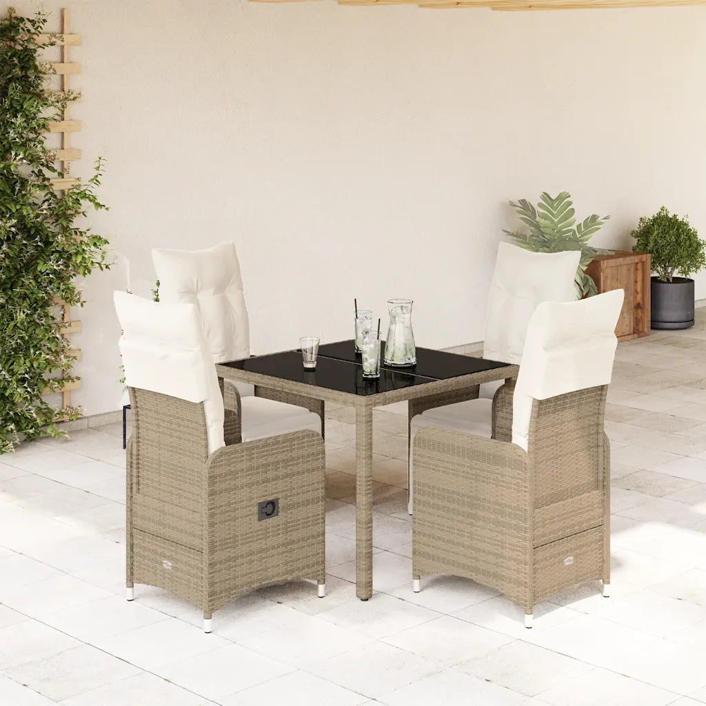 Set Bistrò da Giardino 5 pz con Cuscini in Polyrattan Marrone 3277210