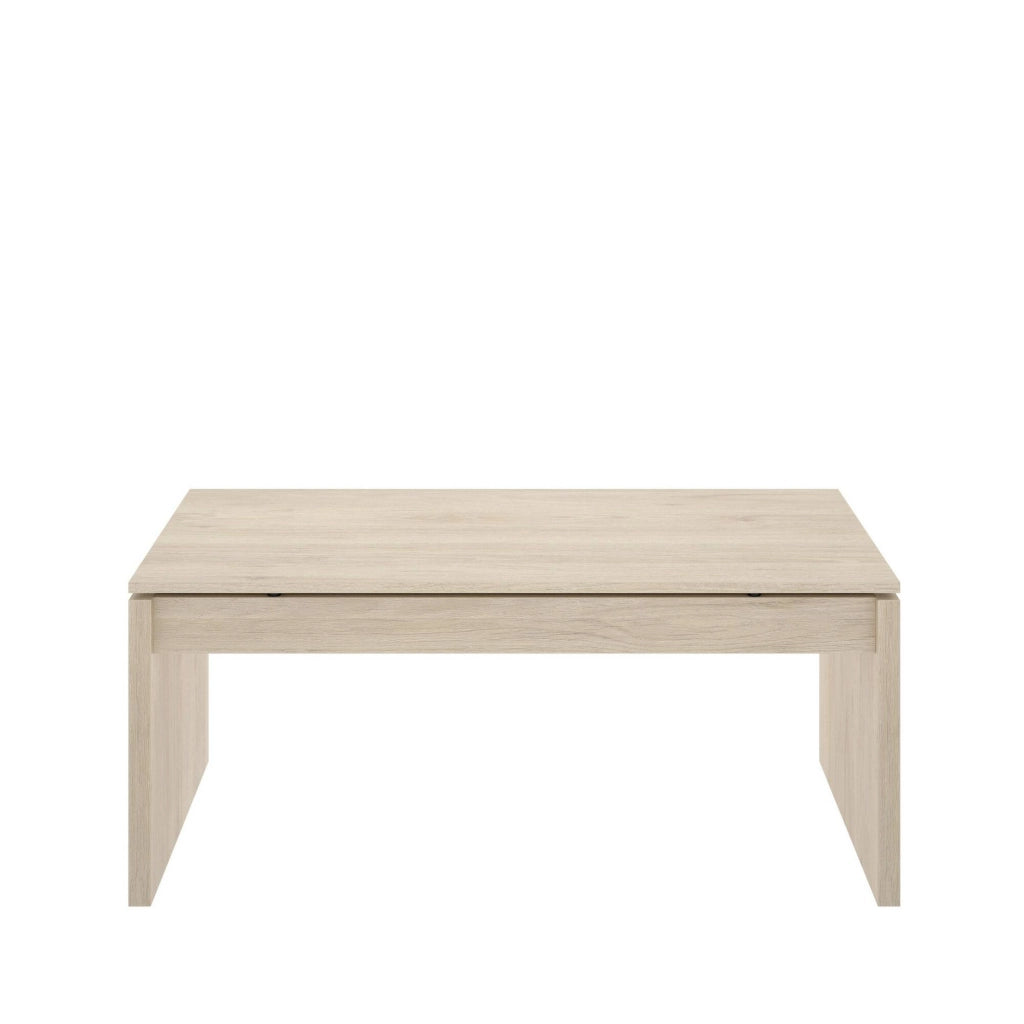 Tavolino da salotto Audi, Porta riviste da soggiorno con vano portaoggetti, Tavolo basso da caffè elevabile, 102x50h43 cm, Rovere