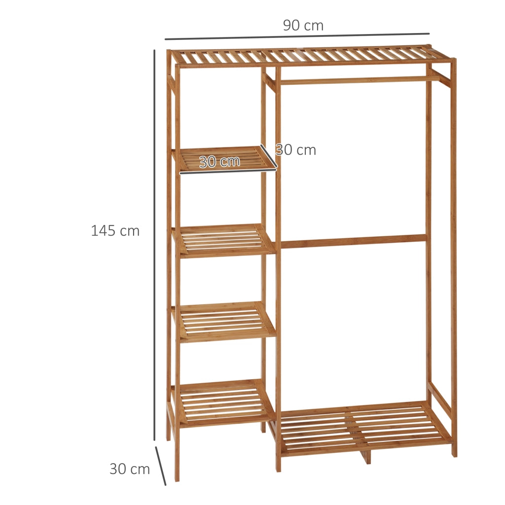 Appendiabiti in bamb¨´ con 6 ripiani e appendino ¨C zephmum ¨C 90x30x145 cm