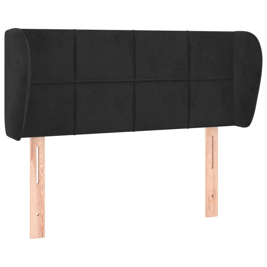 Testiera ad Orecchio Nera 83 x 23 x 78/88 cm in Velluto 3117176