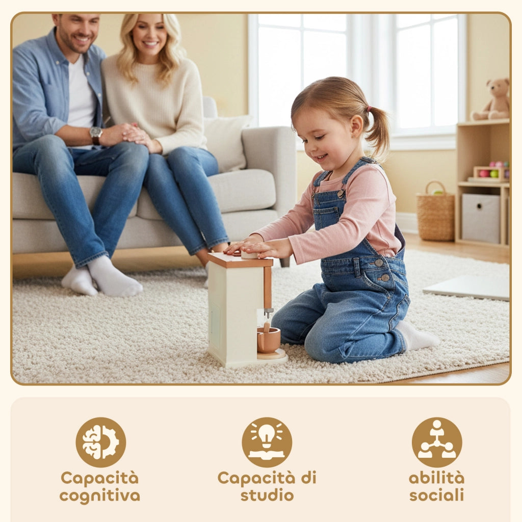 Set Macchina del Caff¨¨ Giocattolo in Legno per Bambini da 3 Anni con Accessori, Marrone