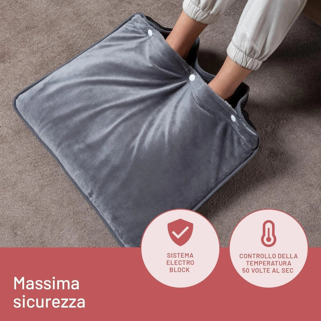 Imetec IntellisenseFeet Scaldapiedi, Tecnologia intellisense, Tessuto morbido, 5 temperature, Autospegnimento, Dispositivo sicurezza electro block, Rivestimento lavabile in lavatrice, 48x50 cm