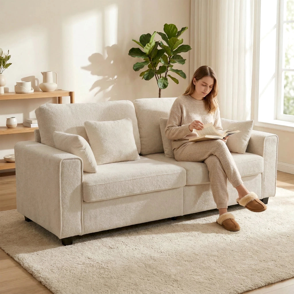Divano 3 posti in velluto antimacchia ¨C Minimal ¨C beige