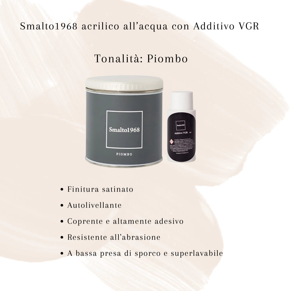 Smalto1968 base acqua vgr piastrelle ceramiche supporti difficili l 0.5 *** colore- piombo, confezione 1