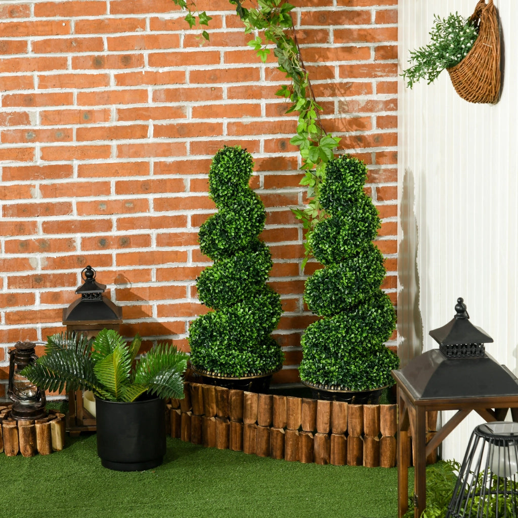 Piante Artificiali Bosso Spirale ¨C Xylo ¨C Set 2 Pezzi con Vaso Verde 90cm
