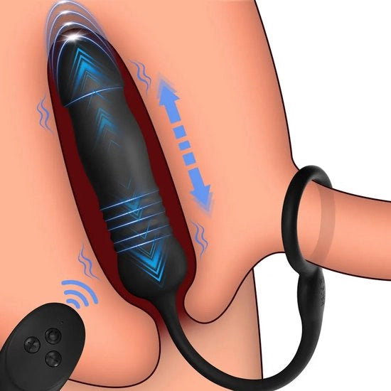 Anello telescopico vibrante per uomo - Incluso anello per pene - Anello per pene e vibratore - Vibratore a penetrazione - Per uomini - 6 modalità di vibrazione - Caricabile via USB - Comando a distanza
