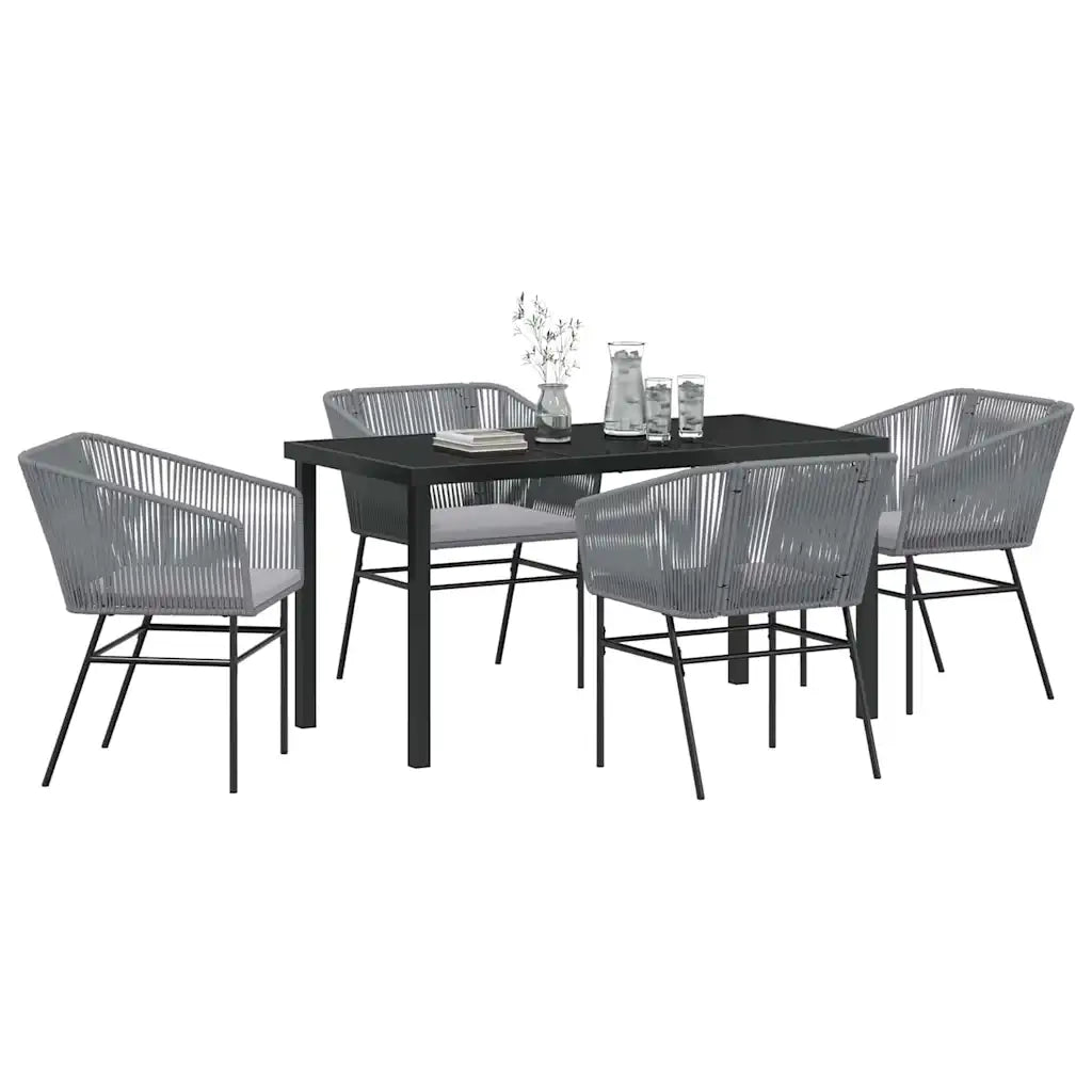 Set da Pranzo per Giardino con cuscino 5 pcs Grigio