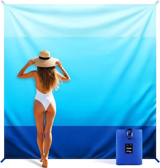 Striscia da spiaggia supergrande 220 x 215 cm impermeabile leggera e resistente al vento - coperta da picnic per spiaggia, campeggio e outdoor con cinghia di trasporto