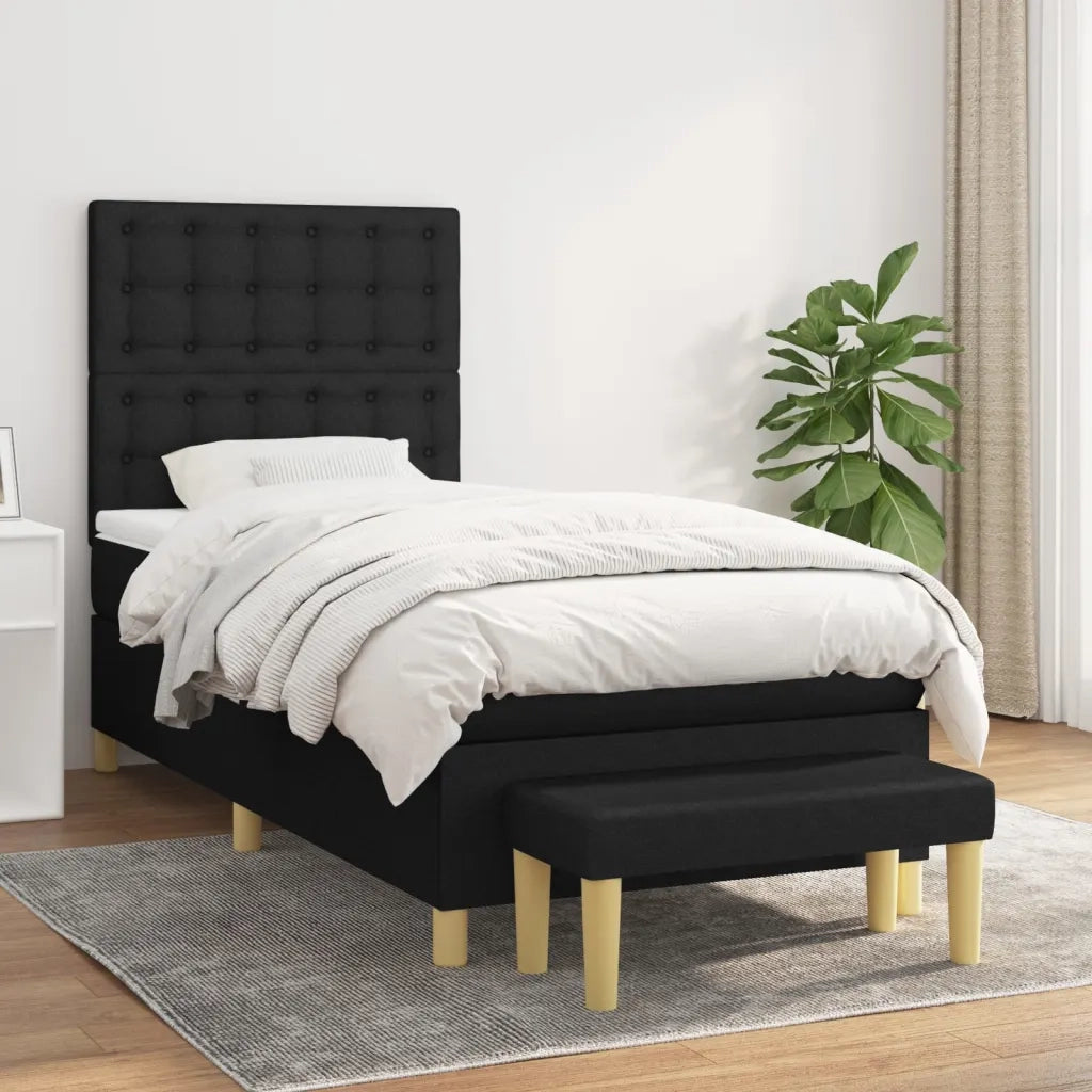 Giroletto a Molle con Materasso Nero 90x190 cm in Tessuto