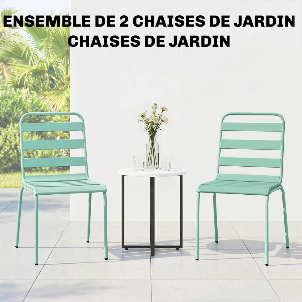 Sedie da Giardino Impilabili in Metallo ¨C Xylo ¨C Set 2 Pezzi Verde