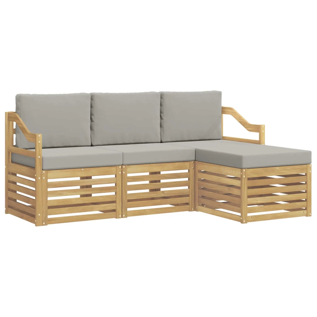 Set di divani da esterno 4 pcs Bianco e Grigio Chiaro 3391651