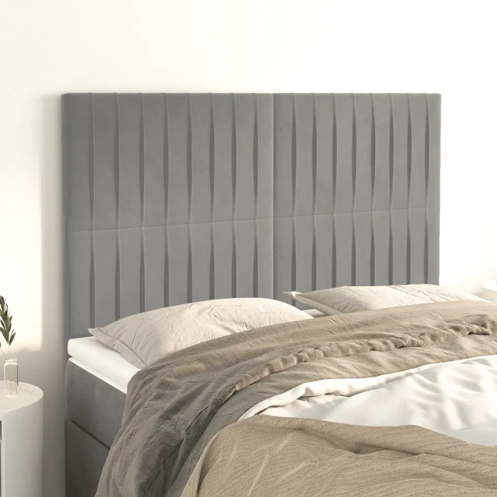 Testiera | Testata Grigio Chiaro 144x5x118/128 cm Velluto