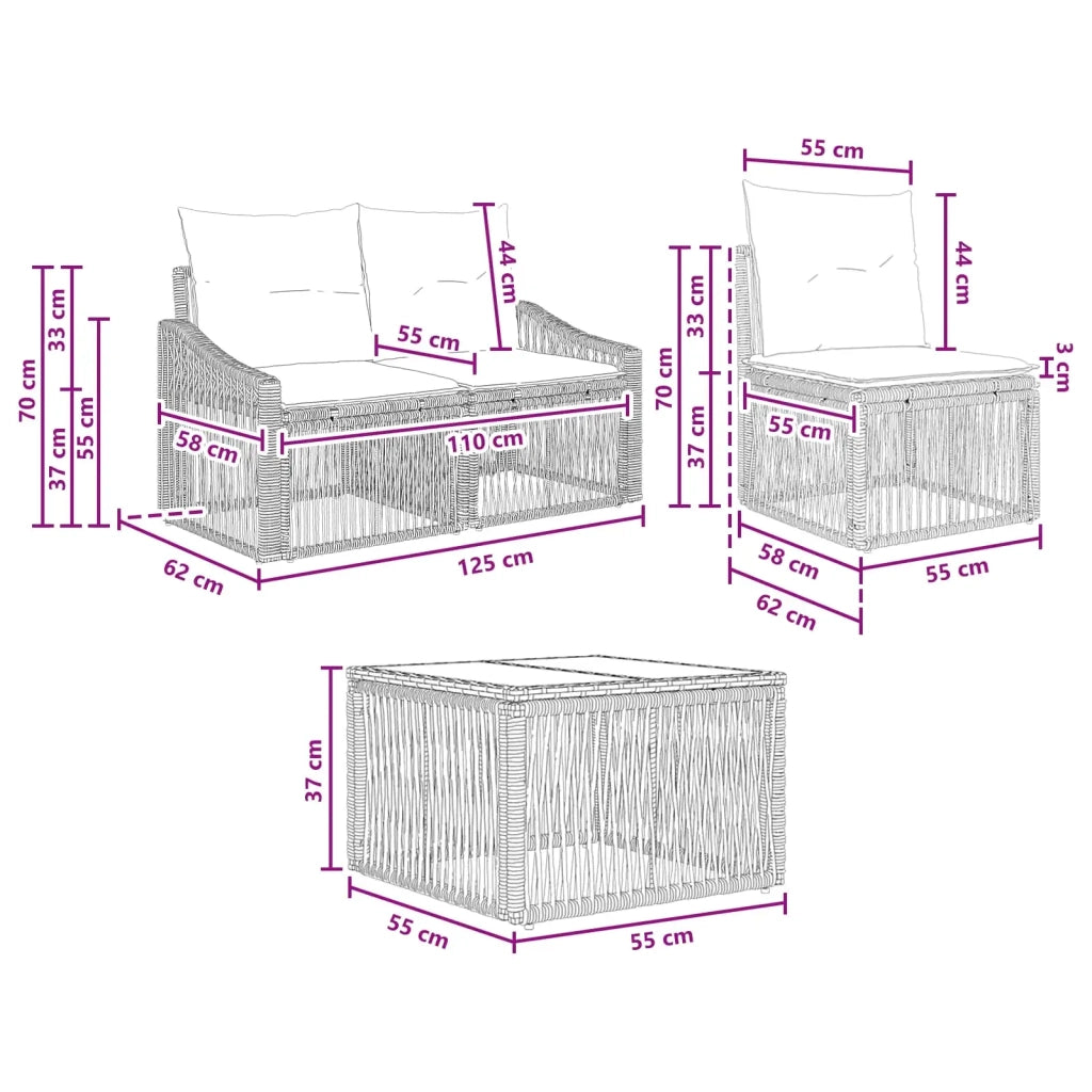 Set Divano da Giardino 10 pz Grigio polyrattan 3436127