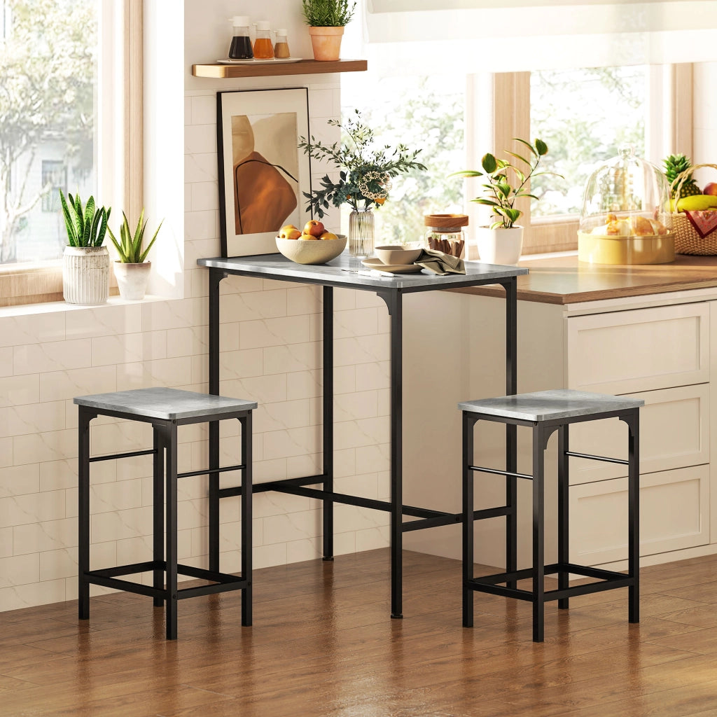 Tavolo da pranzo con 2 sedie ¨C zephmum ¨C grigio