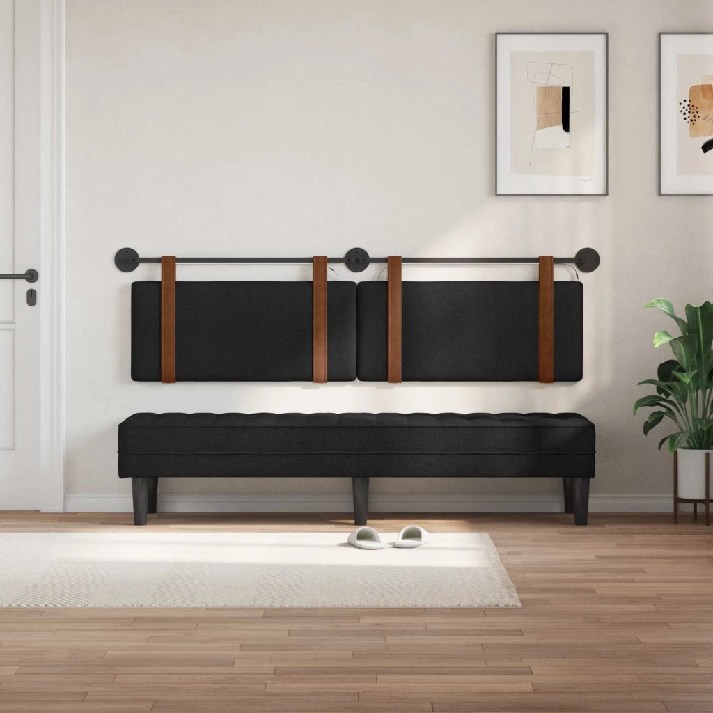 Testiera sospesa Con luce LED Nero PU Antico 3424016
