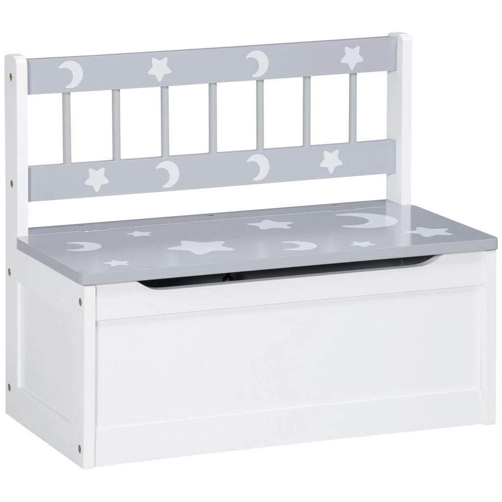 CASSAPANCA MODERNA PORTAGIOCHI CON LEVA A GAS 60X30X50 CM BIANCO E GRIGIO