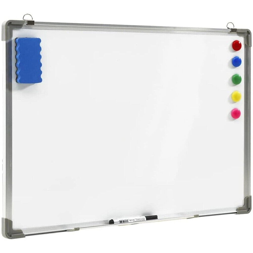 Lavagna Magnetica Bianca 60x45 in Alluminio Pennarelli Cancellabili e Magneti