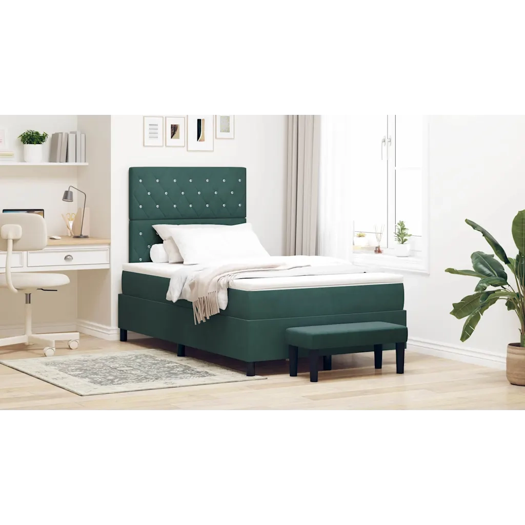 Letto a molle con testiera Verde scuro 190 x 120 cm Velluto 3344435