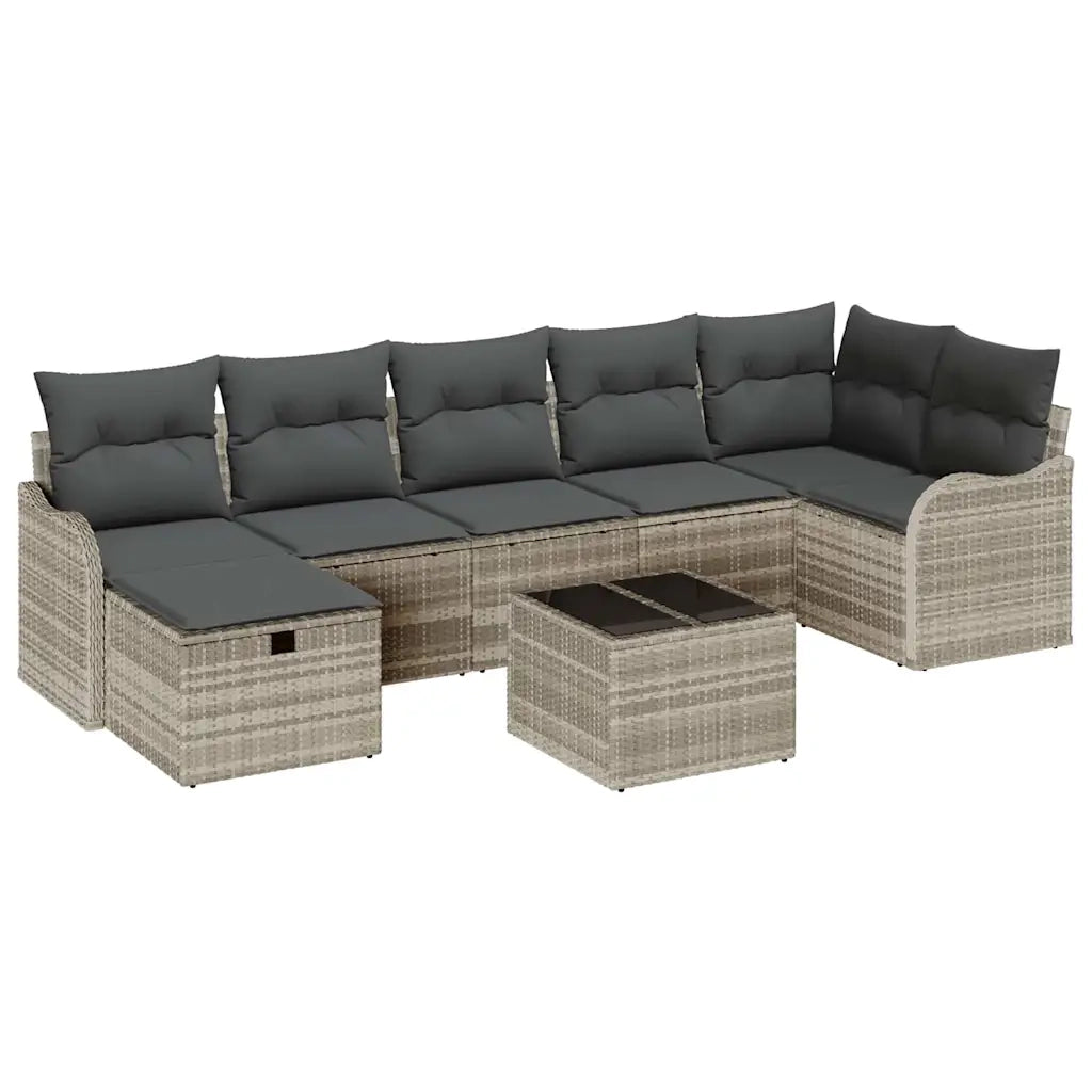 Set Divano da Giardino 8 pcs Grigio chiaro Poly Rattan 3360343
