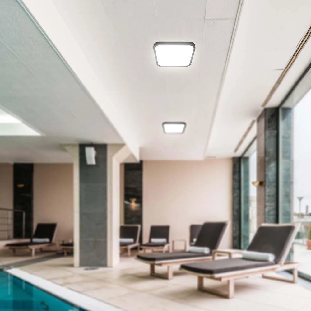Plafoniera LED quadrata nera 18W 4000K sensore telecomando