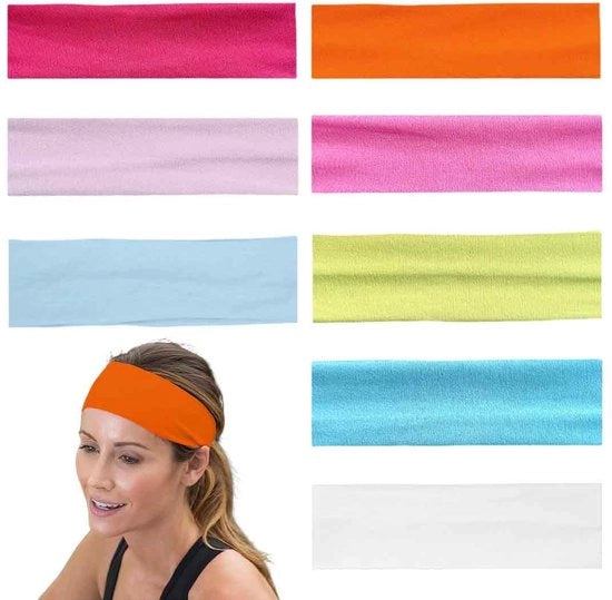 Cintura per Capelli Donna - 8 Pezzi - Cintura Elastica Antiscivolo - Sport/Yoga/Fitness - Respirabile - Disponibile in Molti Colori