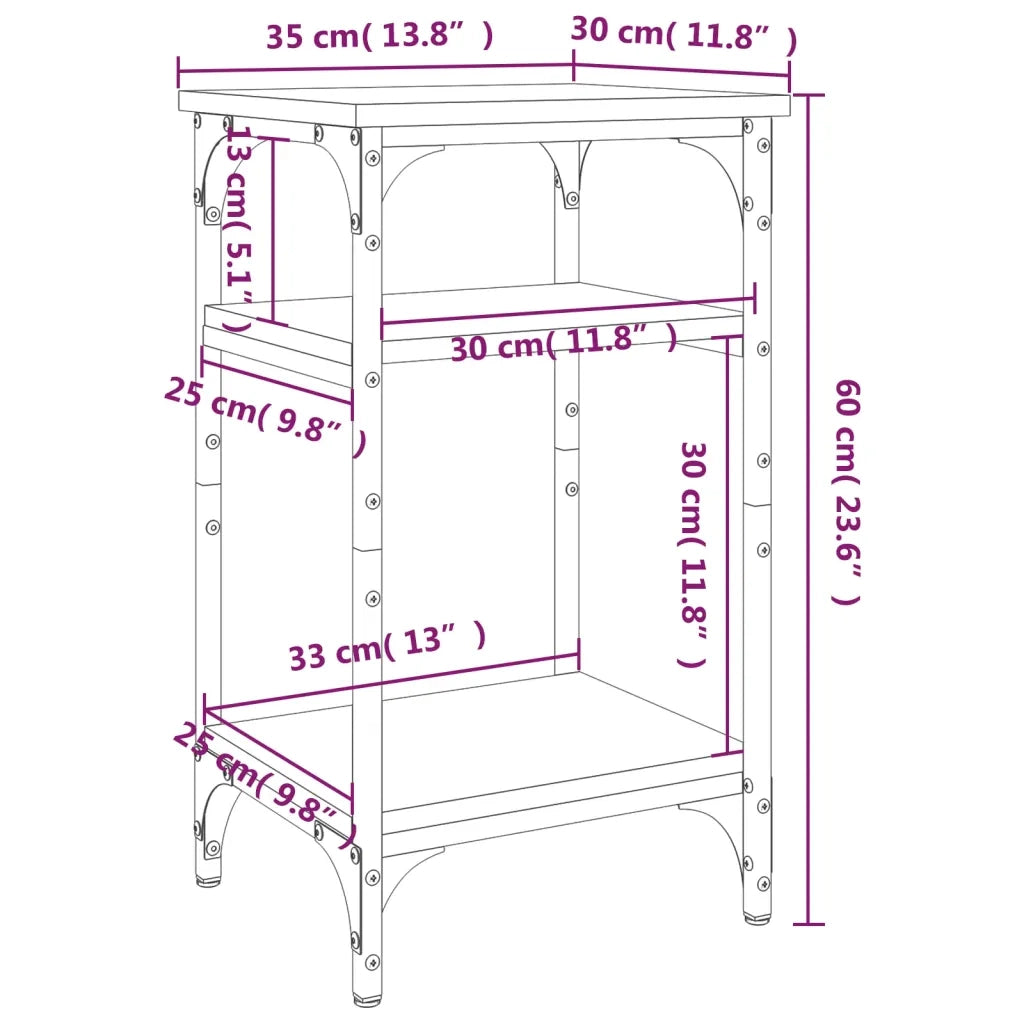 Tavolino-Tavolino da soggiorno-Tavolo Rovere Marrone 35x30x60 cm in Legno Multistrato